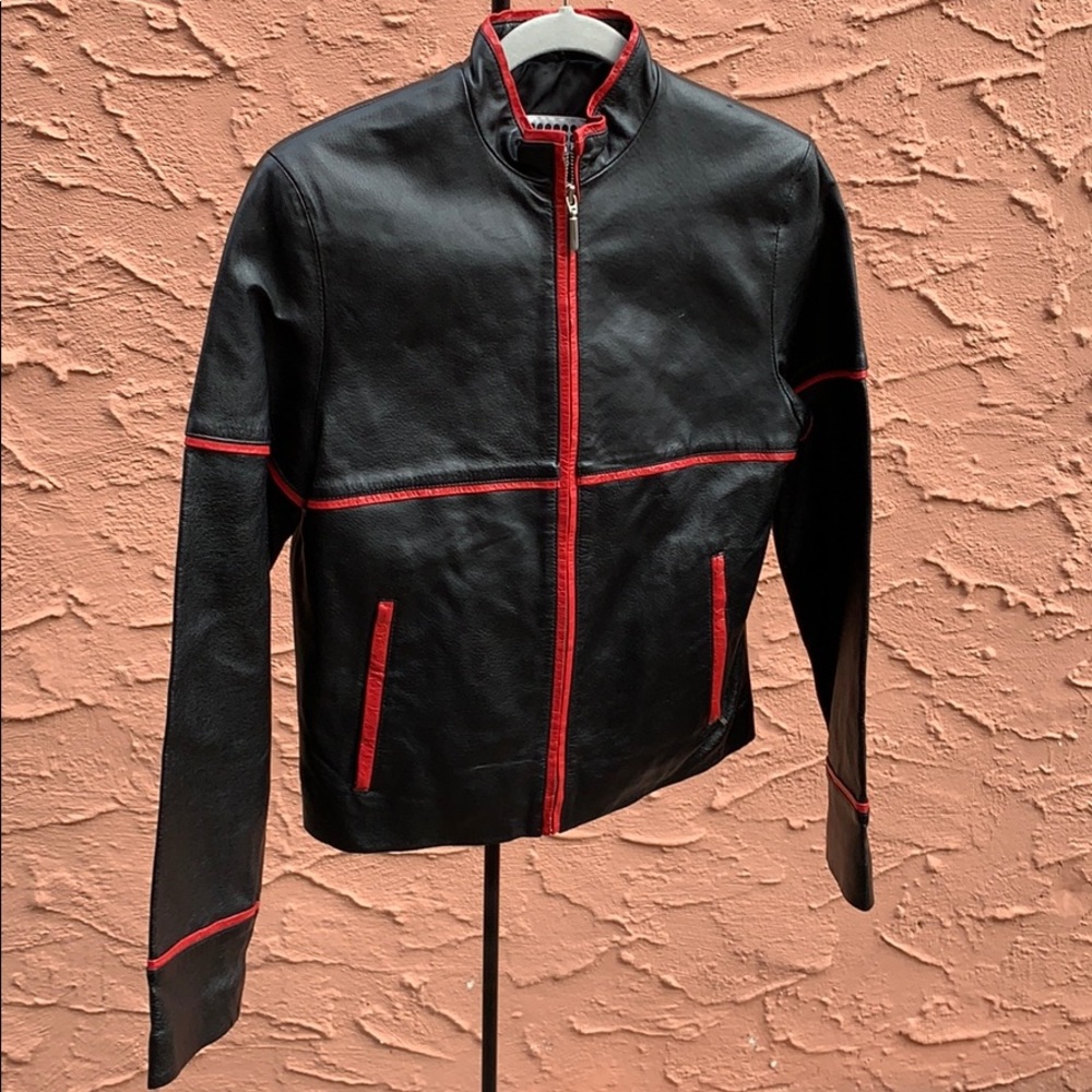 Ladies black leather jacket